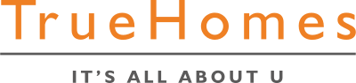 The logo for true homes it 's all about u logo